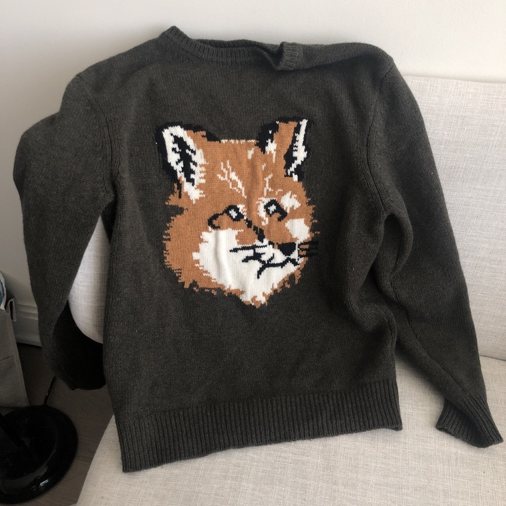 Maison Kitsune fox sweater in green